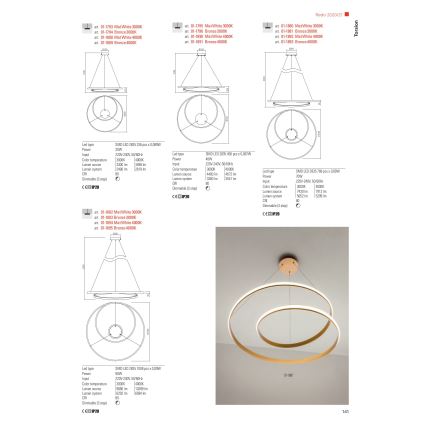 Redo 01-1796 - LED Luster na lanku TORSION LED/40W/230V