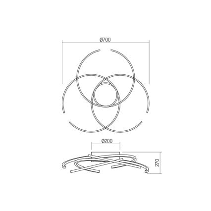 Redo 01-1801 - LED Stmievateľné stropné svietidlo ALIEN LED/60W/230V 3000K pr. 70 cm biela