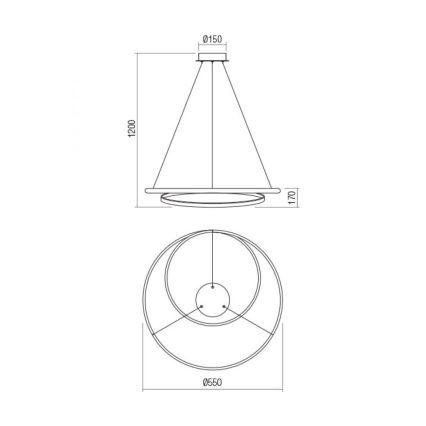 Redo 01-1889 - LED stmievateľný luster na lane TORSION LED/29W/230V pr. 55 cm bronzový