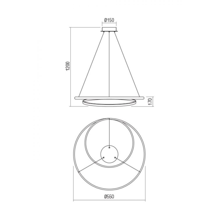Redo 01-1889 - LED stmievateľný luster na lane TORSION LED/29W/230V 4000 K priemer 55 cm bronzová