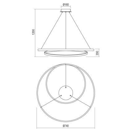 Redo 01-1891 - LED stlmiteľný luster na lane TORSION LED/35W/230V 4000K pr. 75 cm bronzový