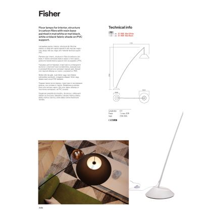 Redo 01-1988 - Stojacia lampa FISHER 1xE27/42W/230V biela