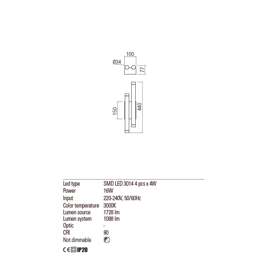 Redo 01-2034 - LED Nástenné svietidlo MADISON 4xLED/4W/230V meď
