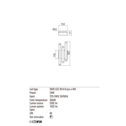 Redo 01-2036 - LED Nástenné svietidlo MADISON 6xLED/4W/230V zlatá