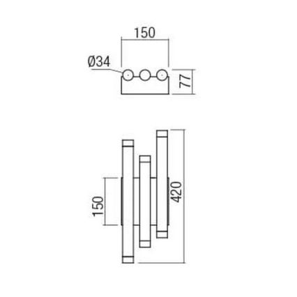 Redo 01-2037 - LED Nástenné svietidlo MADISON 6xLED/4W/230V meď