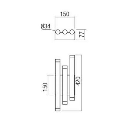 Redo 01-2038 - LED Nástenné svietidlo MADISON 6xLED/4W/230V čierna