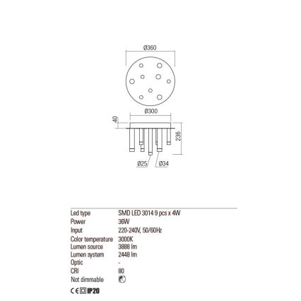 Redo 01-2040 - LED Stropné svietidlo MADISON 9xLED/4W/230V meď