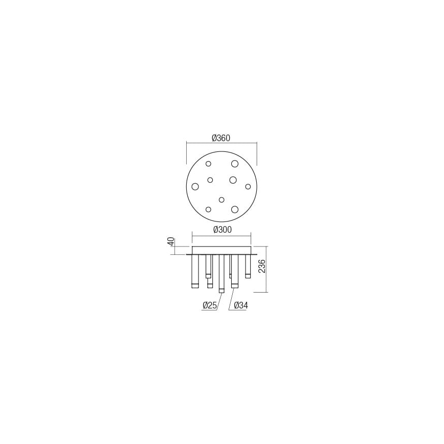 Redo 01-2041 - LED Stropné svietidlo MADISON 9xLED/4W/230V čierna