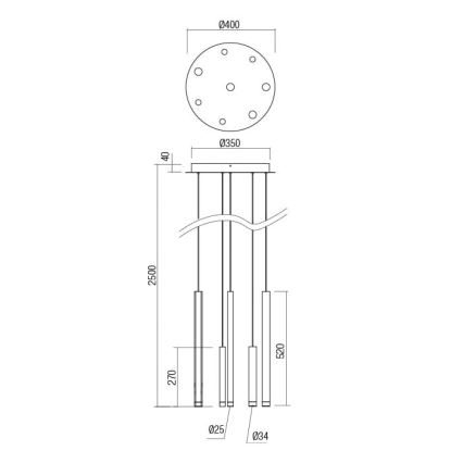 Redo 01-2053 - LED Luster na lanku MADISON 8xLED/4W/230V lesklý chróm/čierna/meď