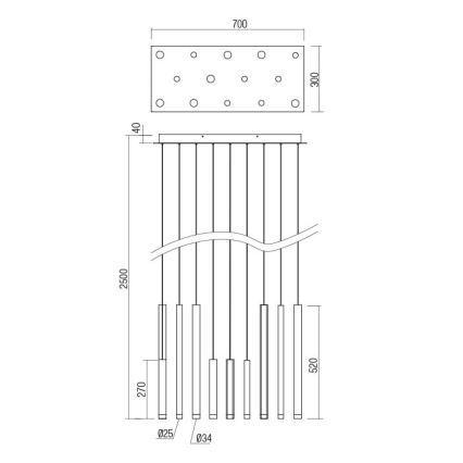 Redo 01-2056 - LED Luster na lanku MADISON 14xLED/4W/230V čierna