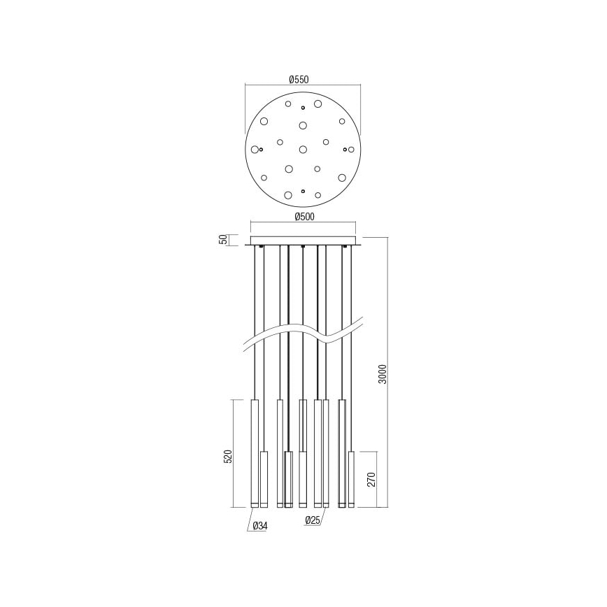 Redo 01-2061 - LED Luster na lanku MADISON 16xLED/4W/230V lesklý chróm/čierna/meď