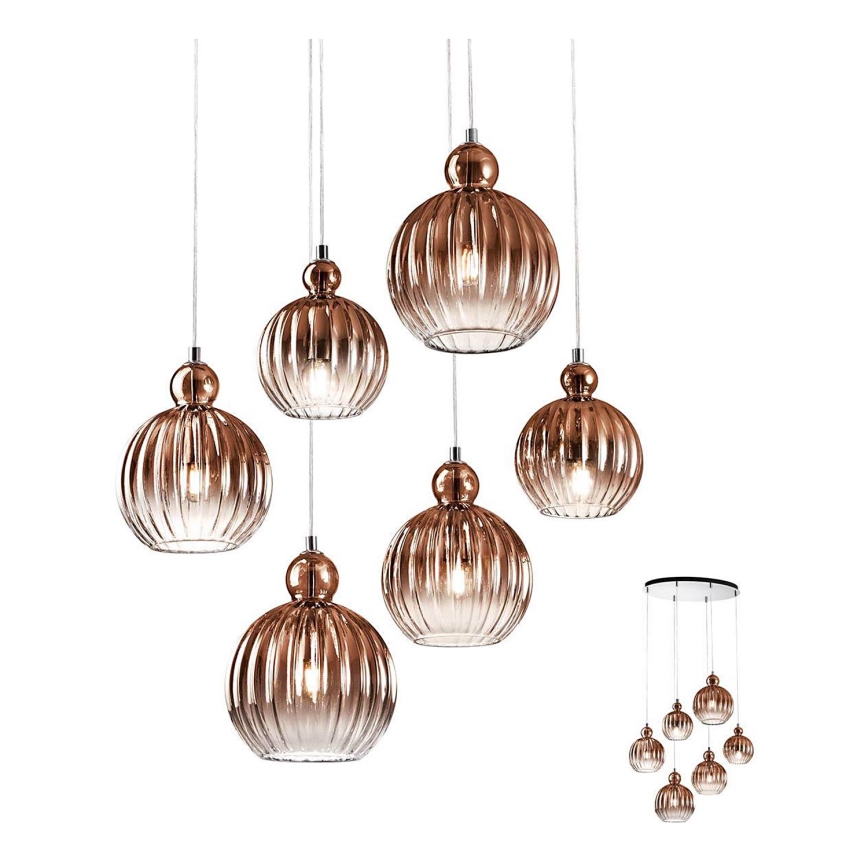 Redo 01-2070 - Luster na lanku PLUMEN 6xE14/42W/230V meď