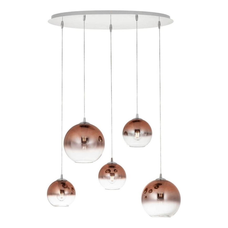 Redo 01-2080 - Luster na lanku BOWL 5xE27/42W/230V meď