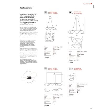 Redo 01-2110 - LED Stmievateľný luster na lanku CORRAL LED/40W/230V 3000K zlatá