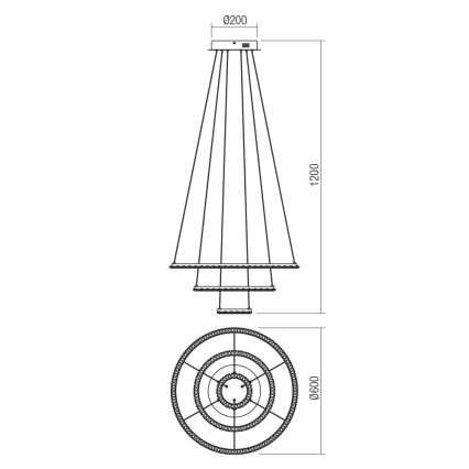 Redo 01-2173 - LED Luster na lanku NUNZIA LED/54W/230V