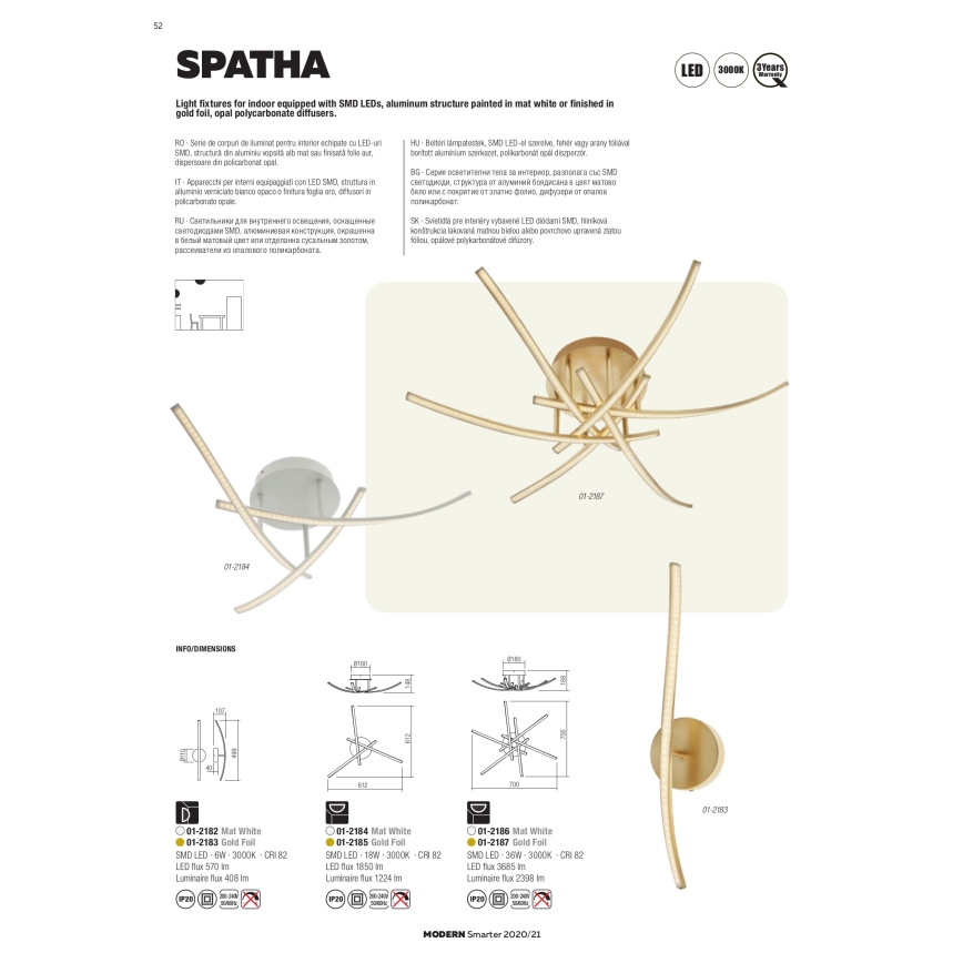 Redo 01-2184 - LED Stropné svietidlo SPATHA 3xLED/6W/230V 3000K biela