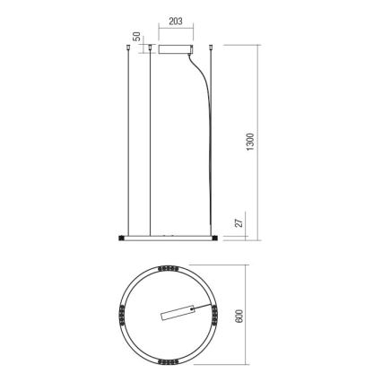 Redo 01-2204 - LED Luster na lanku UNION LED/34W/230V CRI 90 3000K pr. 60 cm čierna
