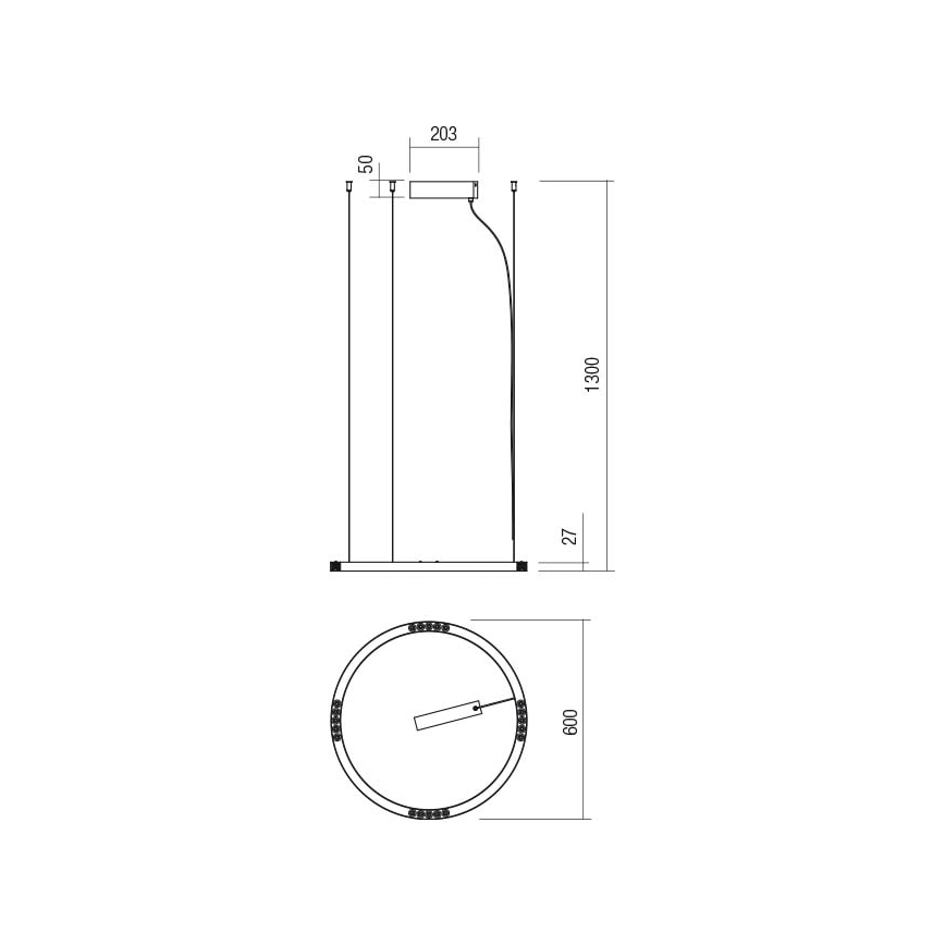 Redo 01-2204 - LED Luster na lanku UNION LED/34W/230V CRI 90 3000K pr. 60 cm čierna