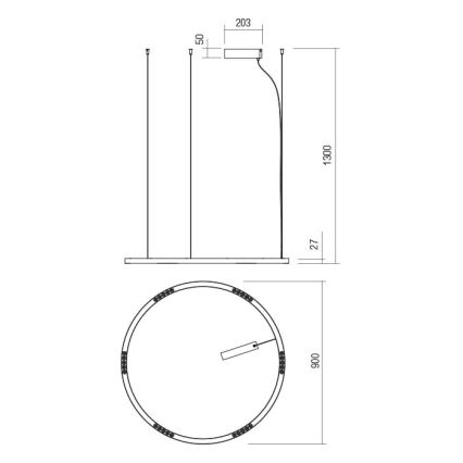 Redo 01-2206 - LED Luster na lanku UNION LED/50W/230V 3000K pr. 90 cm zlatá