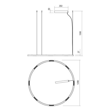 Redo 01-2208 - LED Luster na lanku UNION LED/68W/230V 3000K pr. 120 cm biela