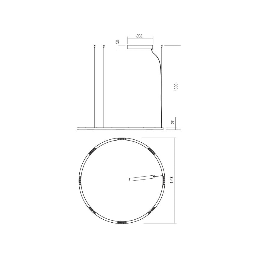Redo 01-2208 - LED Luster na lanku UNION LED/68W/230V CRI 90 3000K pr. 120 cm biela