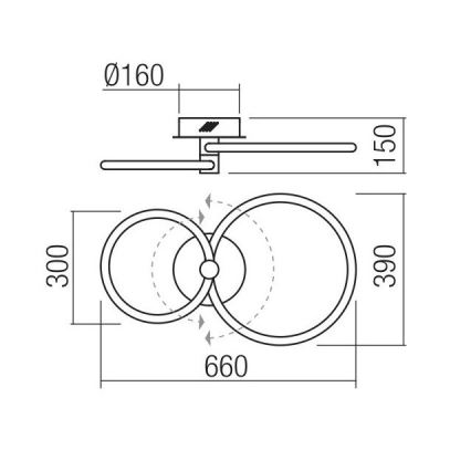 Redo 01-2222 - LED stmievateľné stropné svietidlo SPELL LED/32W/230V lesklý chróm