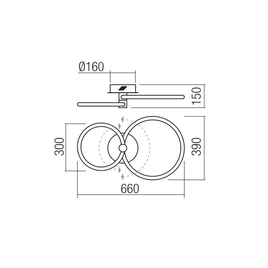 Redo 01-2222 - LED stmievateľné stropné svietidlo SPELL LED/32W/230V lesklý chróm