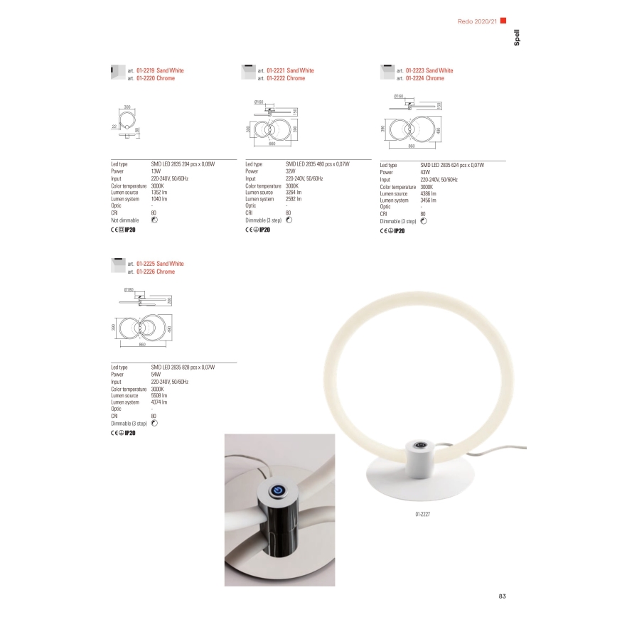 Redo 01-2226 - LED Stmievateľný prisadený luster SPELL LED/54W/230V 3000K lesklý chróm