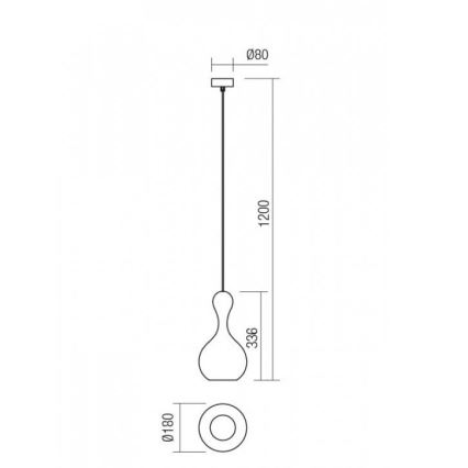 Redo 01-2256 - Luster na lanku LOB 1xE27/42W/230V pr. 18 cm šedá