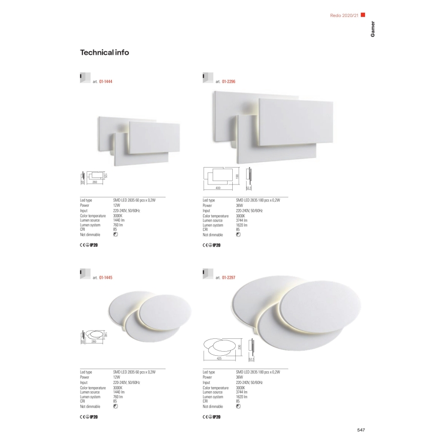 Redo 01-2297 - LED Nástenné svietidlo GAMER LED/36W/230V biela