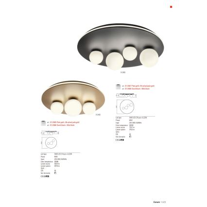 Redo 01-2466 - LED Stropné svietidlo CORUM LED/48W/230V 3000K CRI 90 čierne