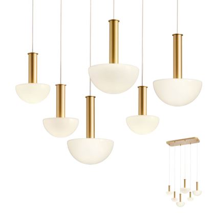 Redo 01-2476 - Luster na lanku LUMIEN 6xG9/10W/230V zlatá/biela