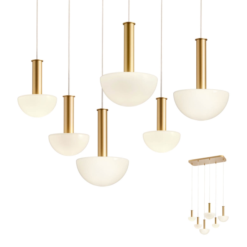 Redo 01-2476 - Luster na lanku LUMIEN 6xG9/10W/230V zlatá/biela