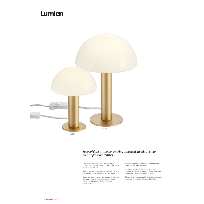 Redo 01-2476 - Luster na lanku LUMIEN 6xG9/10W/230V zlatá/biela