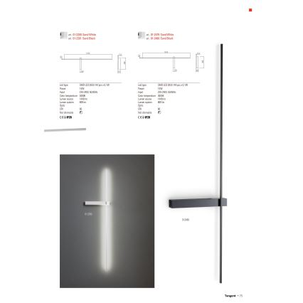 Redo 01-2479 - LED nástenné svietidlo TANGENT LED/14W/230V 3000K 125,4 cm biela