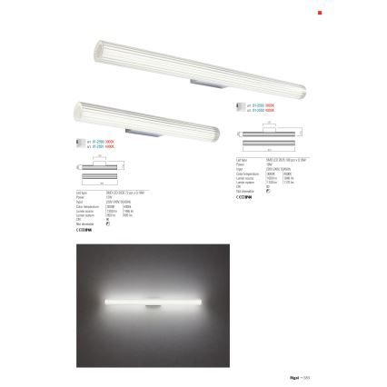 Redo 01-2591 - LED osvetlenie zrkadla do kúpeľne RIGAL LED/12W/230V 4000K 90 cm CRI 90 IP44 lesklý chróm/biela