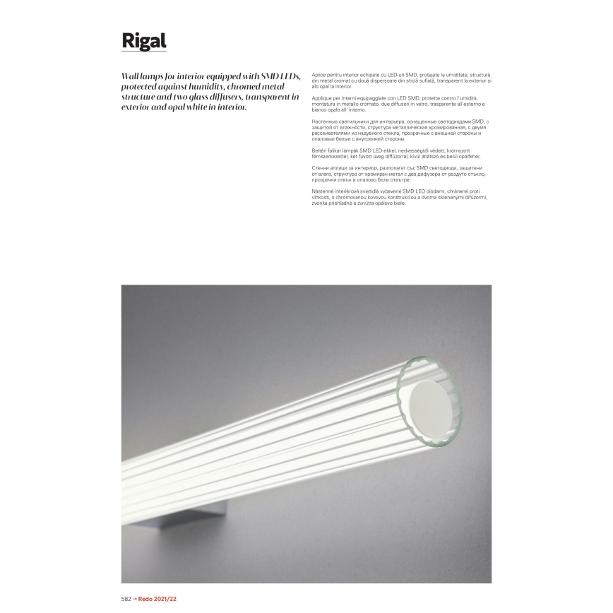Redo 01-2592 - LED osvetlenie kúpeľňového zrkadla RIGAL LED/18W/230V 3000K 91 cm CRI 90 IP44 lesklý chróm/biela