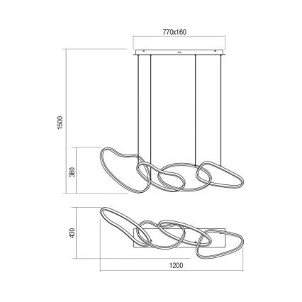 Redo 01-2594 - LED Stmievateľný luster na lanku BIAS LED/87,4W/230V 3000K biela