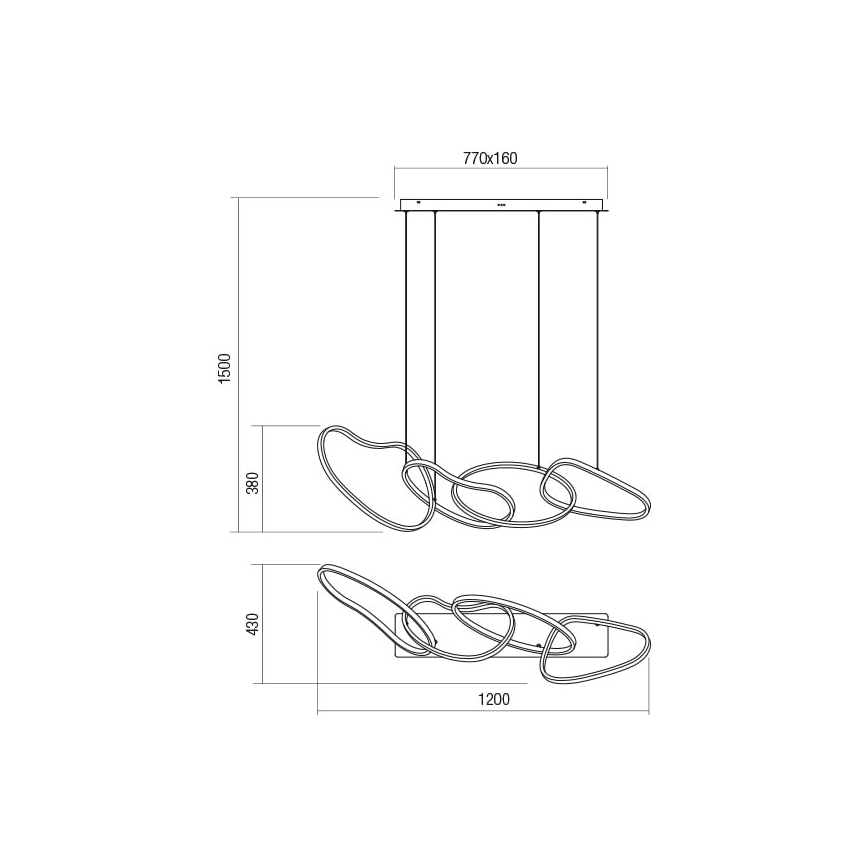 Redo 01-2594 - LED Stmievateľný luster na lanku BIAS LED/87,4W/230V CRI 90 3000K biela