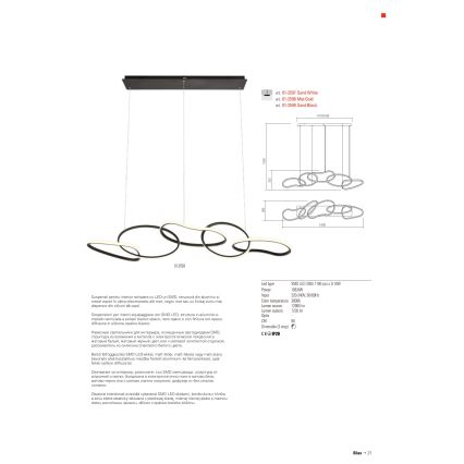 Redo 01-2599 - LED Stmievateľný luster na lanku BIAS LED/108,6W/230V CRI 90 3000K čierna