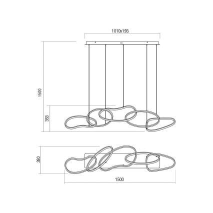 Redo 01-2599 - LED Stmievateľný luster na lanku BIAS LED/108,6W/230V CRI 90 3000K čierna