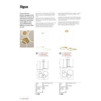 Redo 01-2607 - LED Stmievateľný luster na lanku SIGUA LED/99W/230V CRI 90 3000K hnedá