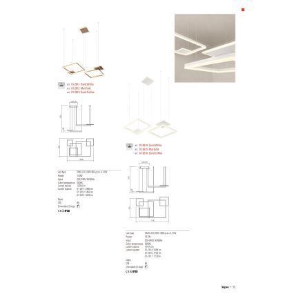 Redo 01-2613 - LED stmievateľný luster na lanku SIGUA LED/110W/230V CRI 90 hnedá