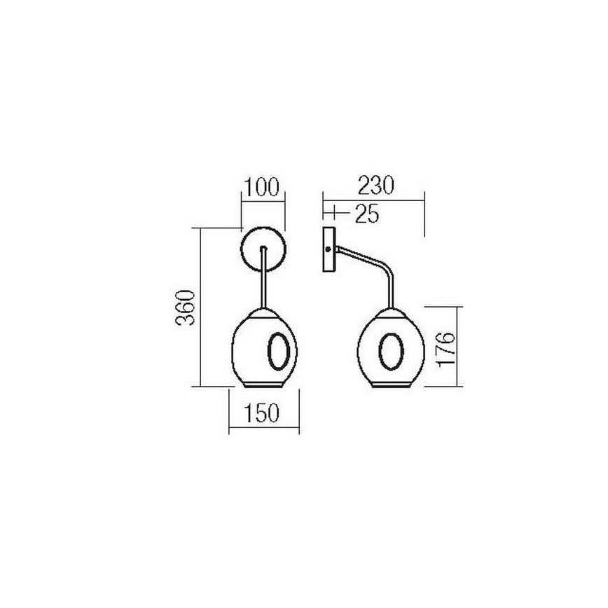 Redo 01-2617 - Nástenná lampa PIERCE 1xE27/42W/230V zlatá/dymová