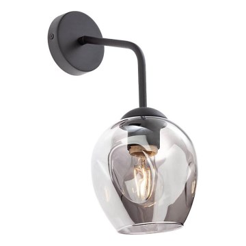 Redo 01-2618 - Nástenná lampa PIERCE 1xE27/42W/230V čierna/dymová