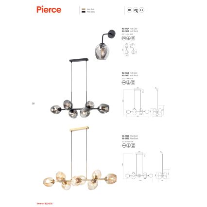 Redo 01-2618 - Nástenná lampa PIERCE 1xE27/42W/230V čierna/dymová