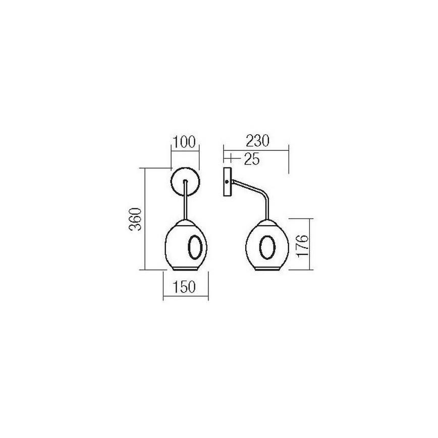 Redo 01-2618 - Nástenná lampa PIERCE 1xE27/42W/230V čierna/dymová