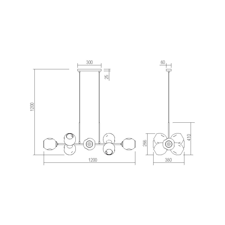 Redo 01-2621 - Luster na lanku PIERCE 8xE27/42W/230V zlatá/dymová
