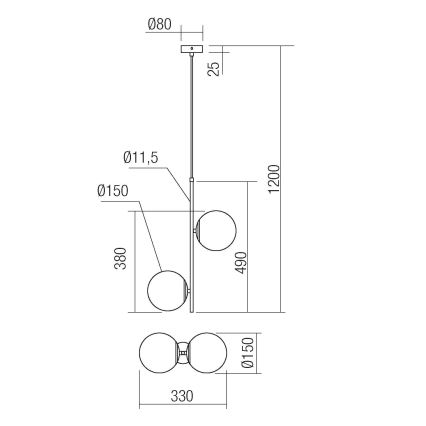 Redo 01-2625 - Luster na lanku NIVA 2xE14/28W/230V