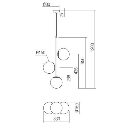 Redo 01-2627 - Luster na lanku NIVA 3xE14/28W/230V